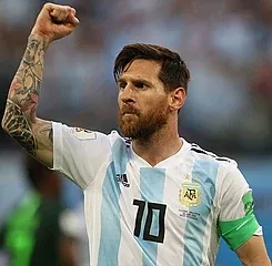 Messi posing for victory